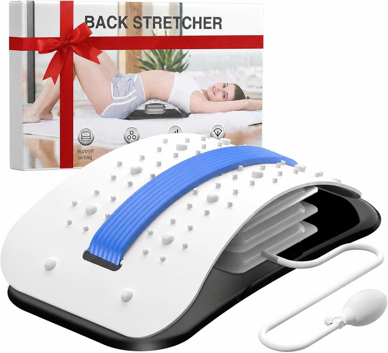 Docemel Back Stretcher for Lower Back Pain Relief,Adjustable Inversion Lumbar Traction Device,Lumbar Support Board for Spinal Decompression and Scoliosis,Sciatic Nerve Release Tool,Back Cracker Board