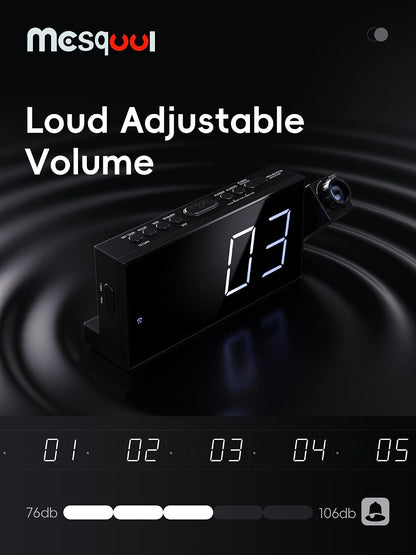 Mesqool Projection Alarm Clock with Bed Shaker, Dual Alarms