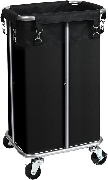 100L Rolling Laundry Hamper Basket with Wheels for Bedroom, Grey | Laundry Sorter Cart with Removable Bag, Tall Narrow Slim Clothes Organizer, Sturdy Metal Frame, Dorm Space Saving
