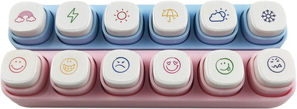 6-in-1 Pre Self-Inking Planner Stamp Set - Portable Emoticon Weather Themes Stamps with Storage Case for Bullet Journal, Scrapbooking, Travel, Daily Planning -100mm x 15mm (Quick-Dry Ink, 2pcs)