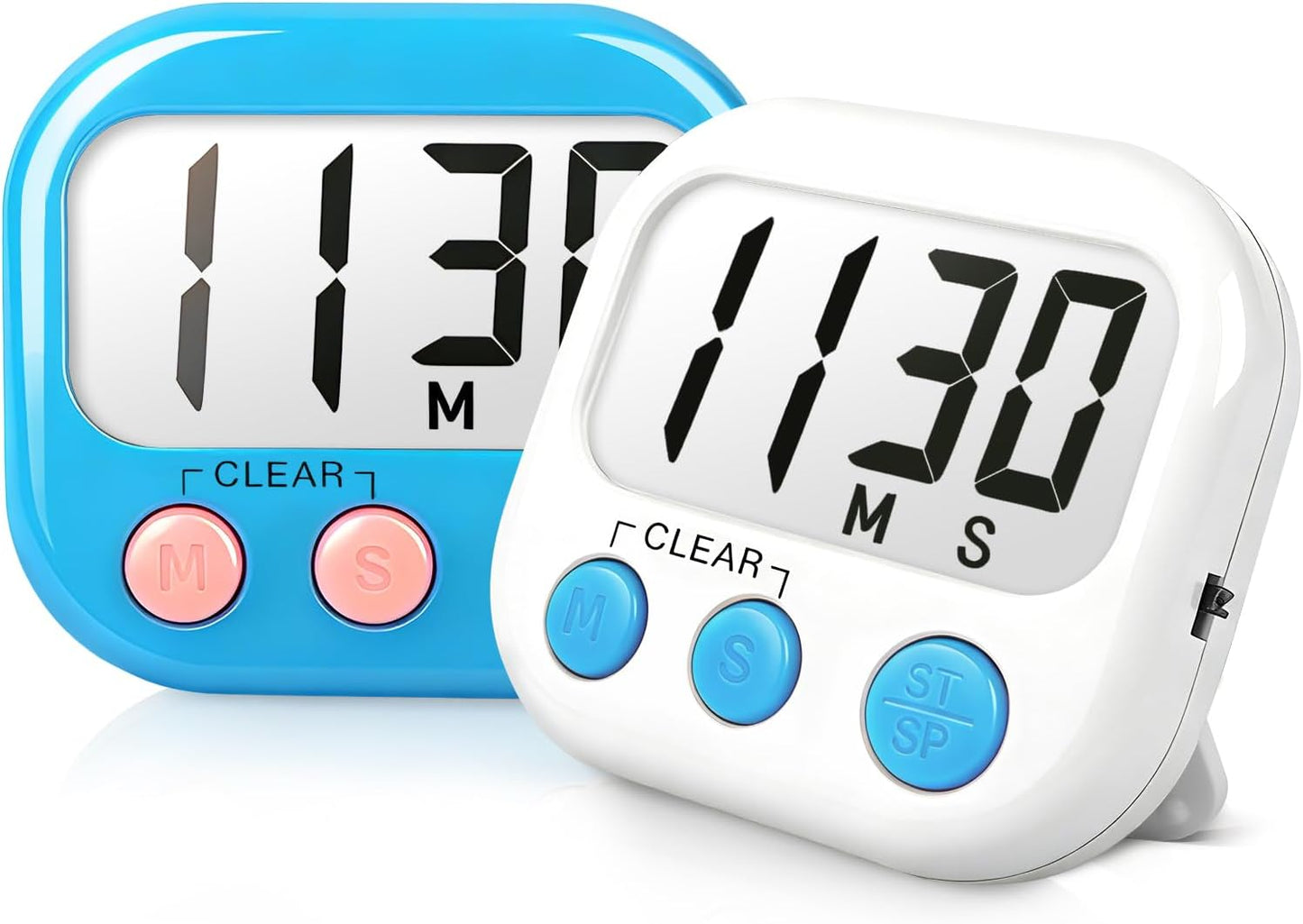 AOUCE Digital Timer for Kids Classroom Timers for Teacher 2 Pack Blue Green | Large Screen, Strong Magnetic, Loud Alarm, Countdown, Pomorodo, Stopwatch, Kitchen Timers for Cooking, Teacher Supplies