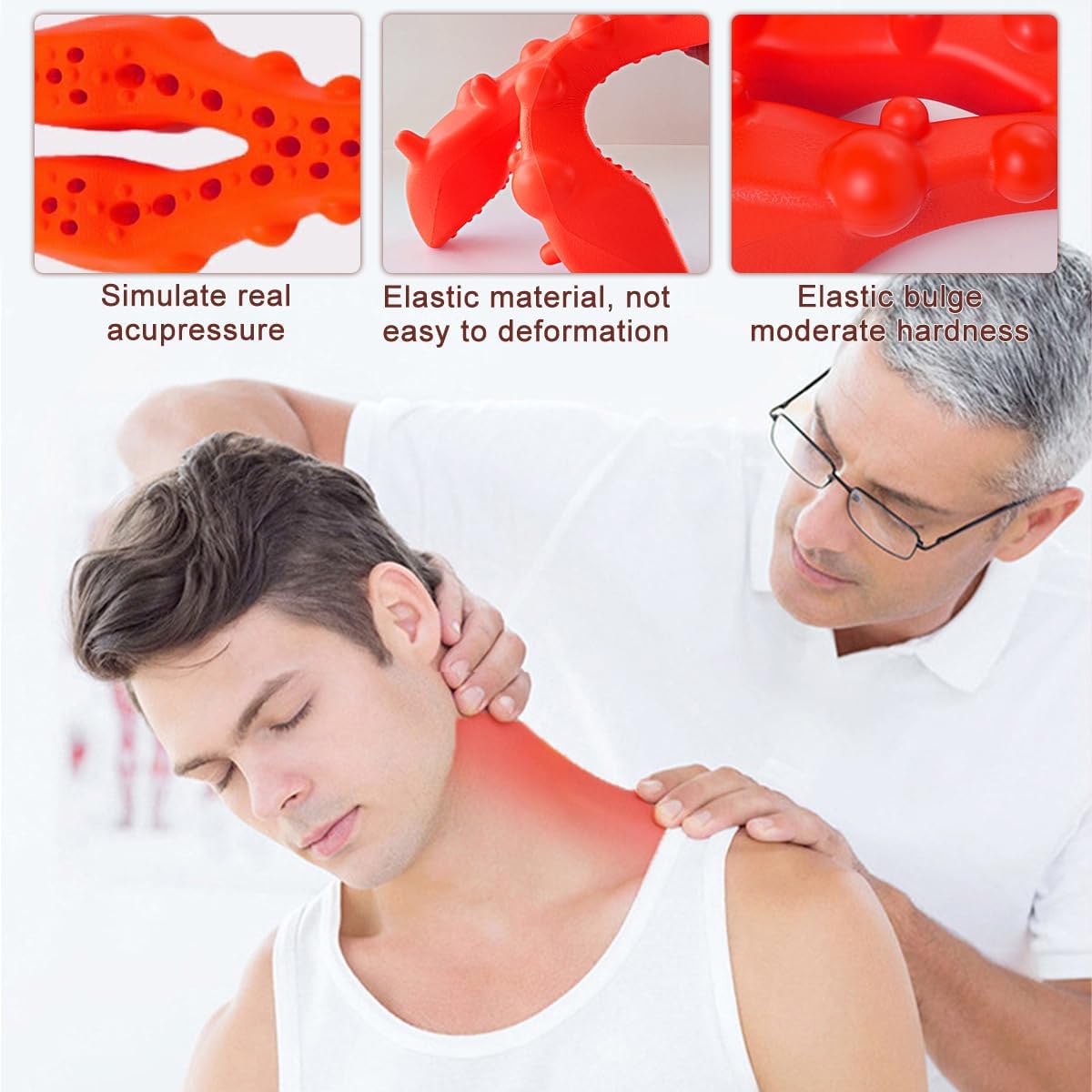 Trapezius Trigger Point Massager Suboccipital Release Tool Myofasical Release Neck and Shoulder Pain Posture Corrector for Muscle Pain Relief (Orange)