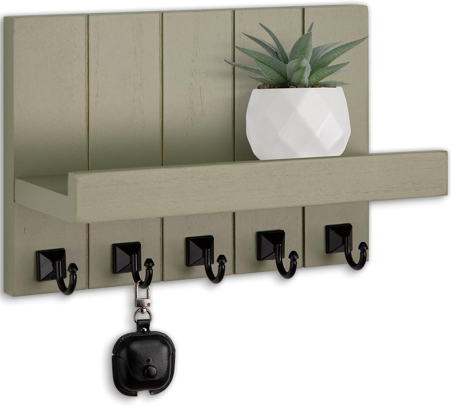Key Holder for Wall, Decorative Key Holder with Shelf | Key and Mail Holder Wall Mount, Farmhouse Decor with 5 Key Hooks for Keys, Coats, ect.