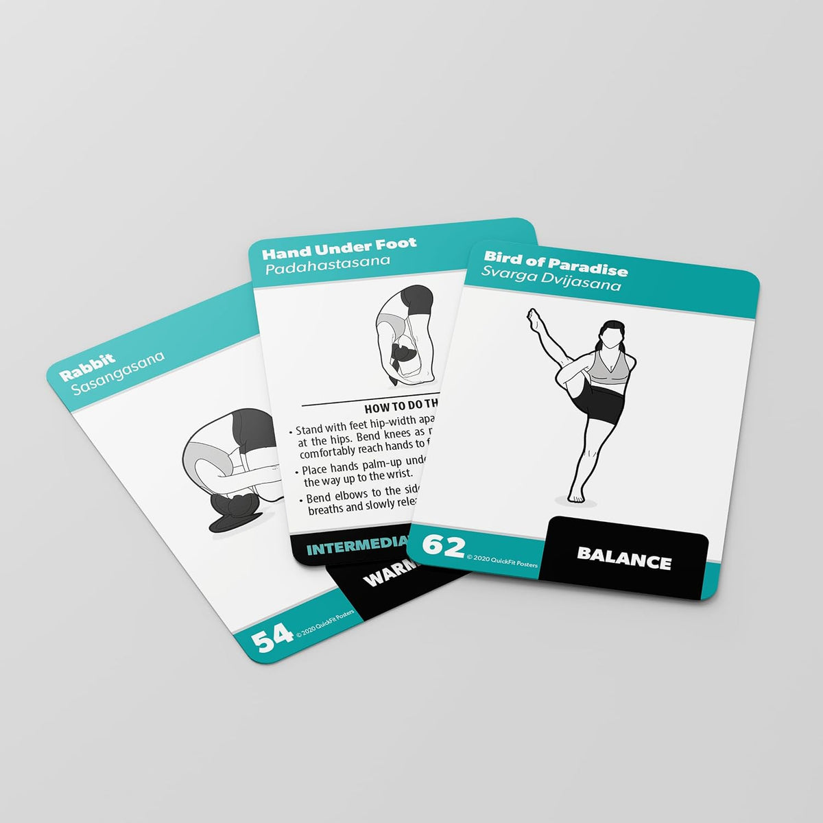 2 Pack Yoga Pose Exercise Cards Volume 1 & 2 - Yoga Positions and Workout Fitness Cards with Over 100 Poses - 2.5" x 3.5"