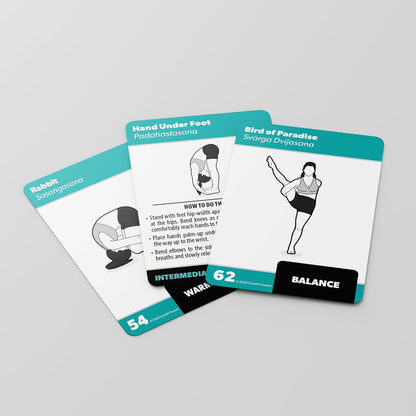 2 Pack Yoga Pose Exercise Cards Volume 1 & 2 - Yoga Positions and Workout Fitness Cards with Over 100 Poses - 2.5" x 3.5"