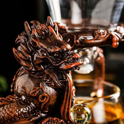 Glass Teapot Set with Infuser Semi Automatic Dragon Tea Set (Blue golden teapot)