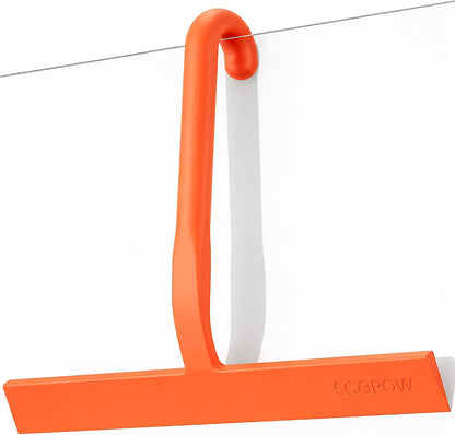 10 Inch Silicone Shower Squeegee for Glass Doors, Streak-Free, Black | No-Squeak Silicone Blade, Ergonomic Round Grip and Built-In Hook for Quick Daily Cleaning of Shower Glass, Tile and Windows
