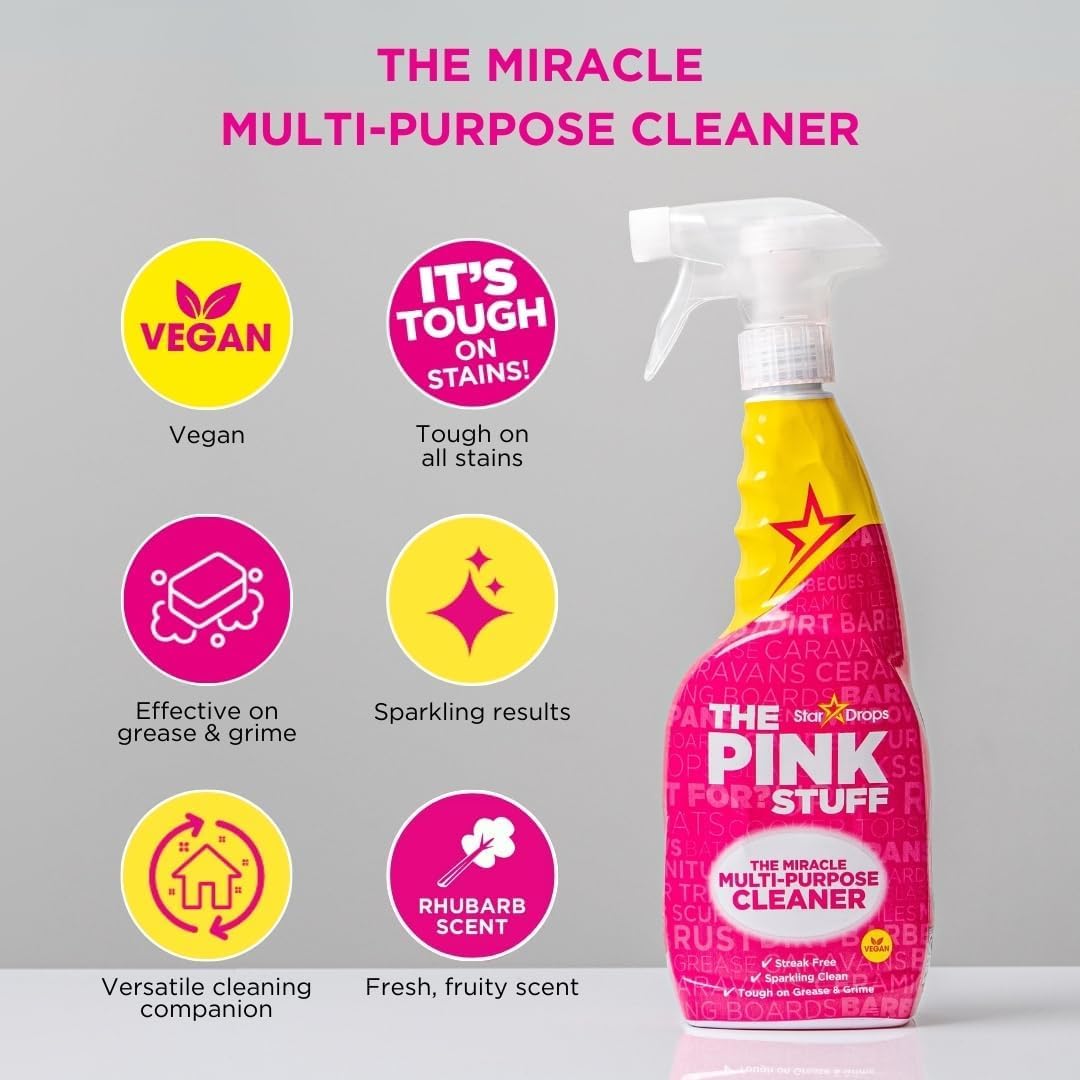 The Pink Stuff Miracle Multi-Purpose Cleaner Spray, 30 fl oz | Now 20% More, All-Purpose Cleaning Solution, For Kitchens, Bathrooms, Floors & More, Cuts Through Grease & Grime, Powerful
