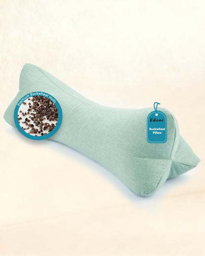 Buckwheat Cervical Neck Roll Pillow, Adjustable Firm Support for Neck Pain Relief, 15.7x6 Inch Buckwheat Hull Pillow for Back Side Sleepers