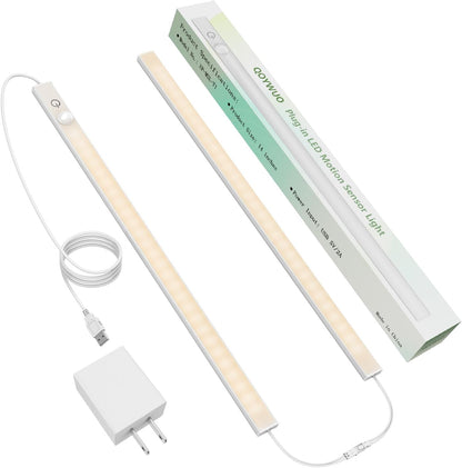 USB Plug-in Motion Sensor Light, ON/Night/Day Modes, Bright&Dimmable | 14" Slim LED Under Cabinet Lighting Indoor for Kitchen, Cabinet, Closet - 6000K Cool White, 1-Bar Standalone