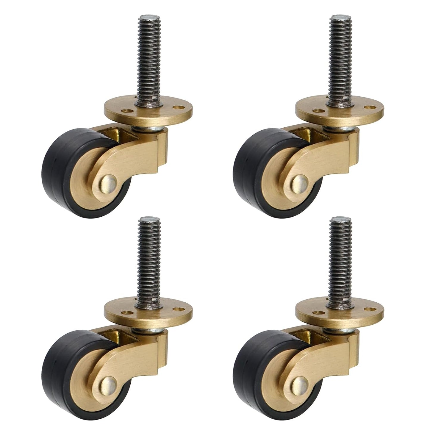 Semetall 4PCS Swivel Caster Wheels Square Cup Furniture Castors (Bronze) | 150kg Load Capacity, with Screws for Piano Feet, Sofa, Table, 1.02 Inch (26mm) Wheels