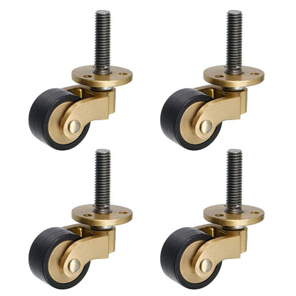 Semetall 4PCS Swivel Caster Wheels Square Cup Furniture Castors (Bronze) | 150kg Load Capacity, with Screws for Piano Feet, Sofa, Table, 1.02 Inch (26mm) Wheels