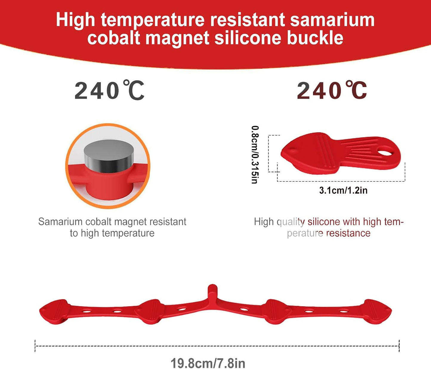 Air Fryer Magnets Silicone Buckle for Parchment Paper Liners, High-Temp Resistant Air Fryer Accessories, Safely Lock Paper from Heating Element or Covering Food, Prevent Burning (Red)