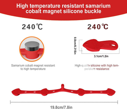 Air Fryer Magnets Silicone Buckle for Parchment Paper Liners, High-Temp Resistant Air Fryer Accessories, Safely Lock Paper from Heating Element or Covering Food, Prevent Burning (Red)