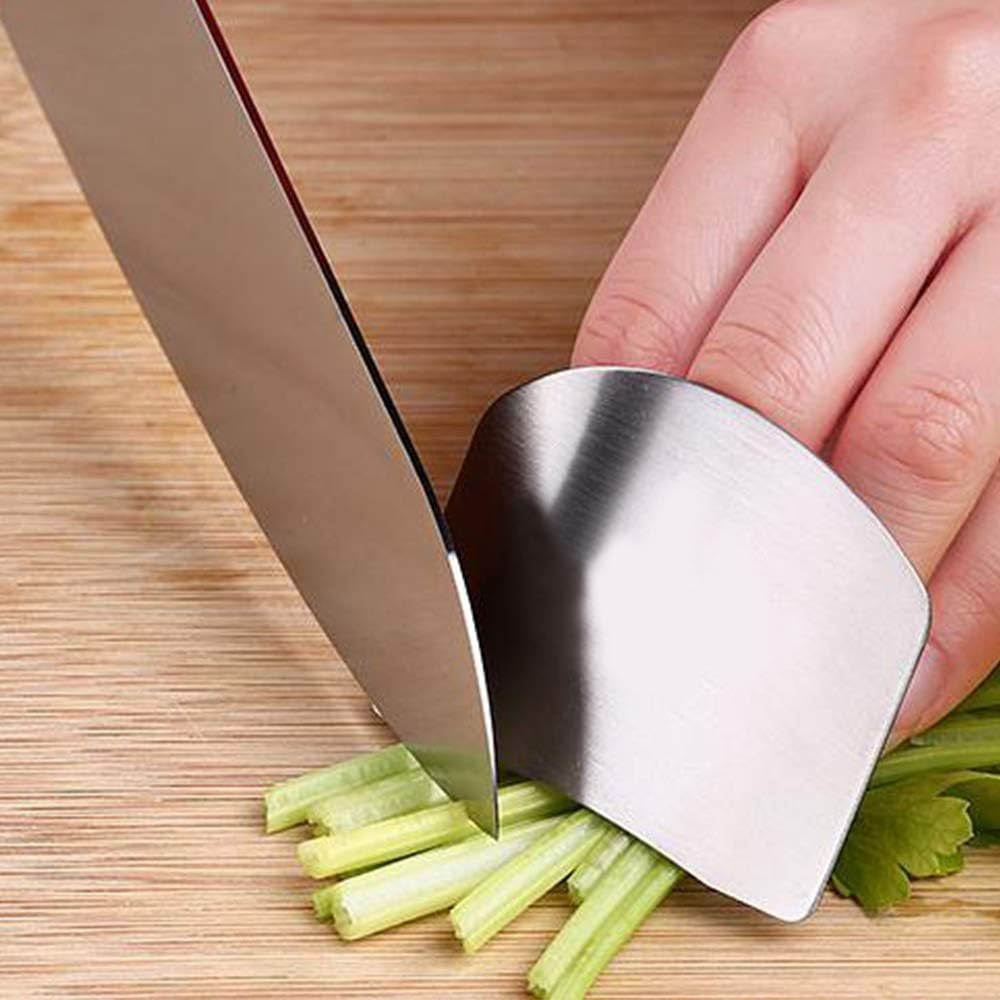SourceTon Stainless Steel Finger Guard (5-Pack) - Adjustable Kitchen Safety Protector for Vegetable, Fruit & Meat Cutting