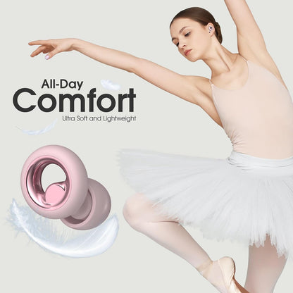 Noise Cancelling Ear Plugs for Sleeping, Reusable Silicone Ear Plugs for Noise Reduction, Soft Hearing Protection with 8 Ear Tips for Concerts, Work, Shooting, and Travel(Rose)