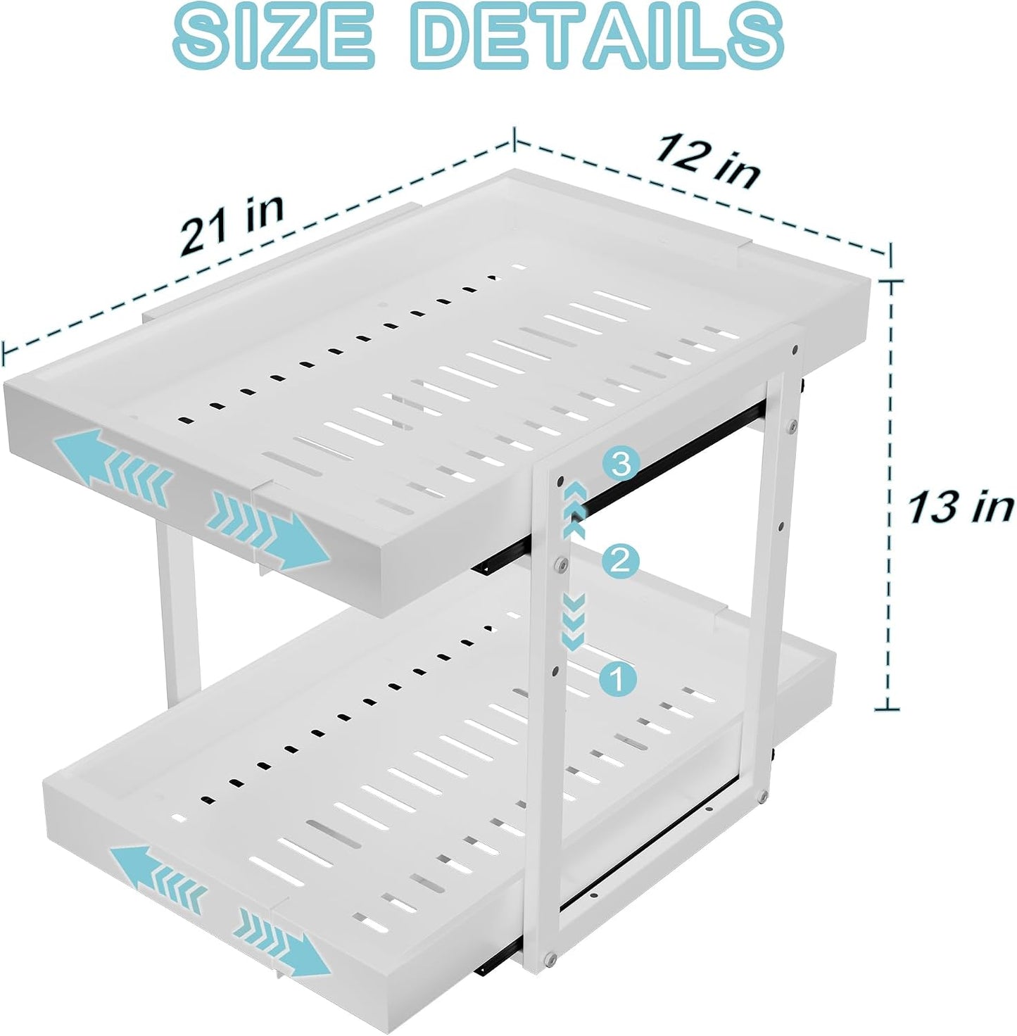 Golener 2-Tier Expandable Pull Out Cabinet Organizer, Cabinet Drawers, 16"D | Cabinet Pull Out shelves, Adjustable Pantry Drawers, Slide Out Drawers for Kitchen Cabinets, Under Sink Organizer, Black