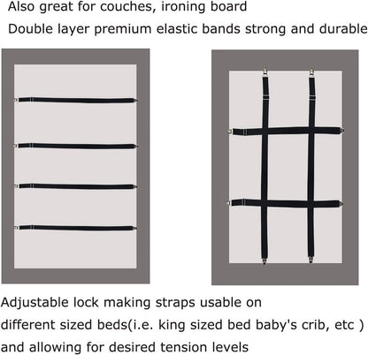 Long Bed Sheet Clips,Adjustable Bed Fitted Sheets Mattress Holder Straps Suspender Fastener,4 Pieces (White)