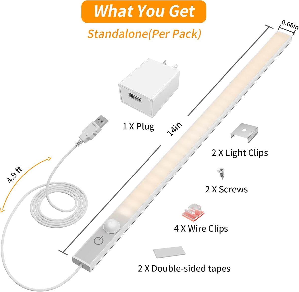 USB Plug-in Motion Sensor Light, ON/Night/Day Modes, Bright&Dimmable