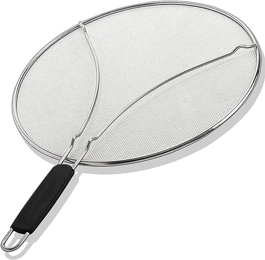 13"Larger Stainless steel splatter guards for frying pan with thermo plastic handles" Keep your kitchen safe & clean by this grease splatter screen!"-Say Goodbye to Oil Splatters!"