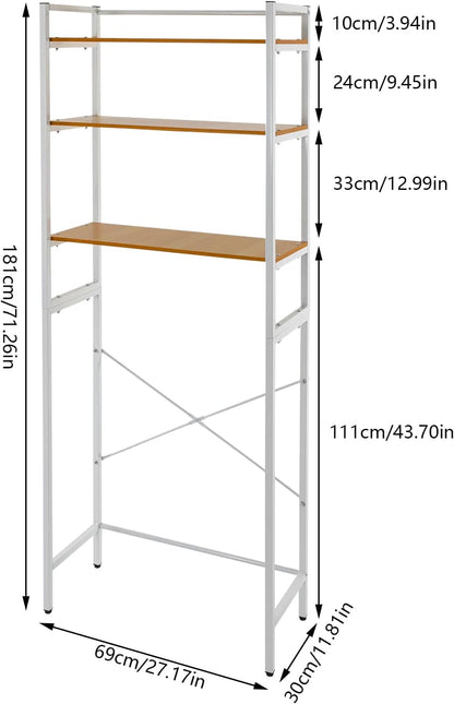 3-Tier Laundry Room Storage Shelf,Over Washer and Dryer Shelves,Floor Standing Washing Machine Storage Rack,White,Marbling