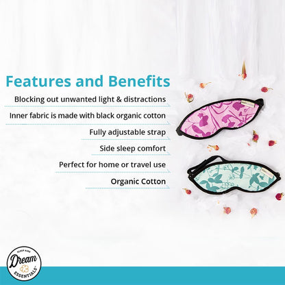 Dream Essentials Natura Organic Cotton Sleep Mask | Twilight Blue | Eye Mask for Sleeping, Light Blocking Soft Sleep Eye Cover with Eco Wool Padding | Made in USA Travel Accessories