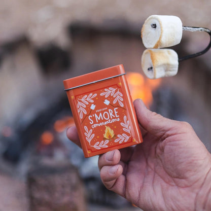 Pippi Post S'More Nature Conversation Cards with Tin, 50 Outdoor Prompts | 50 Conversation Starter Cards, Decorative Storage Tin, Ice Breaker Game