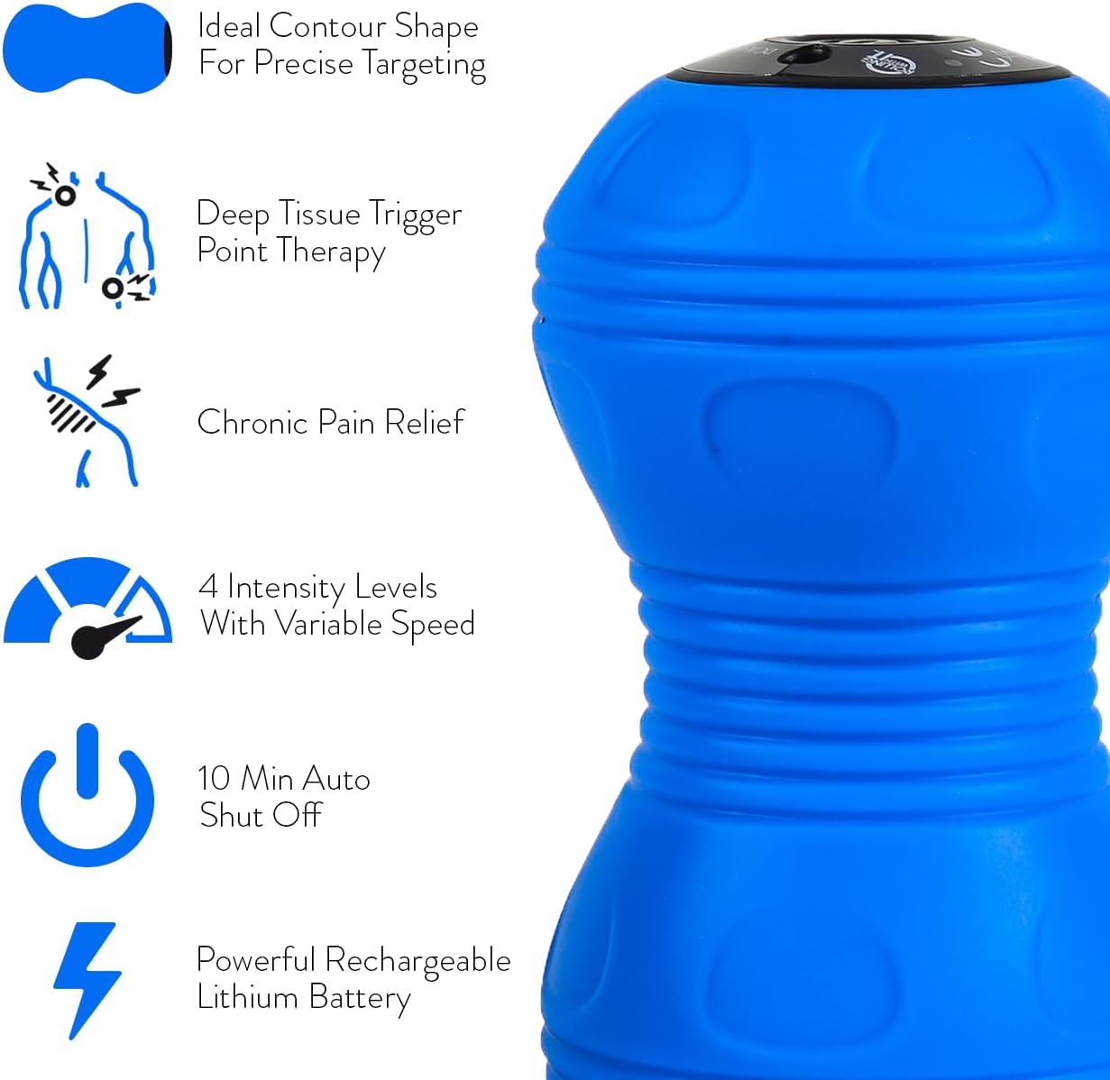 Vibrating Peanut Massage Ball, Deep Tissue, Black | Vibrating peanut, 4 intensity levels, Cordless & rechargeable, Auto shut-off, For neck, back & feet, Deep tissue relief