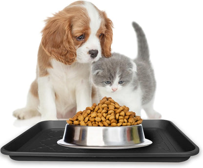 PetLike Boot Tray for Entryway Indoor/Outdoor, Hard Plastic Pet Food Mat 2pack,16.7 x 12.8 INCH Waterproof Shoe Tray, Multi-Purpose Trays for Boots, Shoes, Pets, Garden
