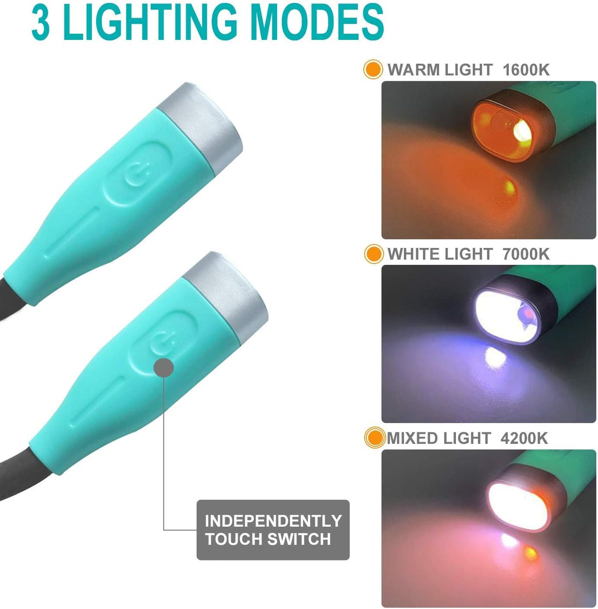 Neck Reading Light, Book Light for Reading in Bed, LED Reading Light with 3 Colors, 3 Brightness Levels, USB Rechargeable Hands Free Reading Lamp for Reader Knitting Camping Repairing Green