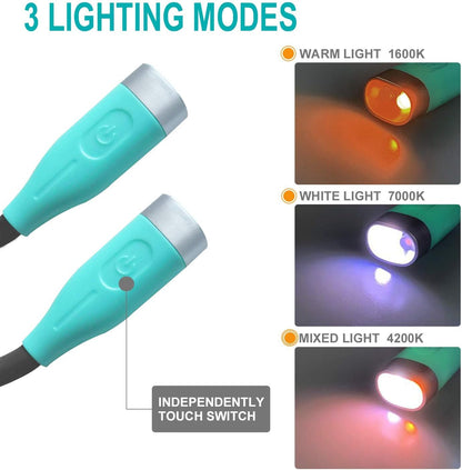 Neck Reading Light, Book Light for Reading in Bed, LED Reading Light with 3 Colors, 3 Brightness Levels, USB Rechargeable Hands Free Reading Lamp for Reader Knitting Camping Repairing Green