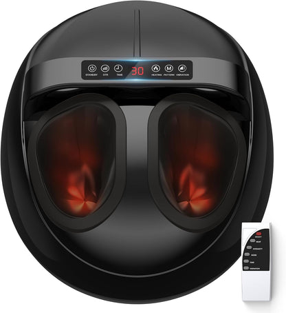 Foot Massager with Heat, 4 Modes & Vibration & Compression & Rolling for Feet Toes Relief, Electric Shiatsu Foot Massager with Remote, Fits Up to Men's Size 12, Gift for Women Men Father's Day