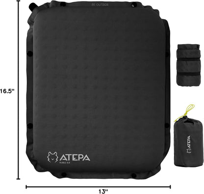 ATEPA Inflatable Seat Cushion | 2" & 2.5" foam core seat pad, Self inflating, Compact, Stadium, Airplane, Travel, Camping, Hiking, Sports events