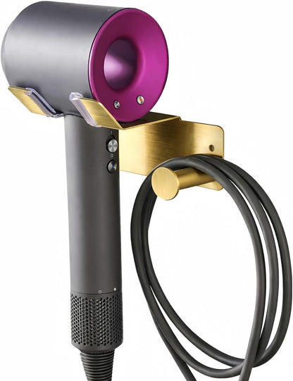 Hair Dryer Holder Wall Mounted, Stainless Steel Blow Dryer Holder for Bathroom, Hair Dryer and Straightener Holder Adhesive or Drilling, Hair Tool Organizer for Salon Barber Shops Banjekt