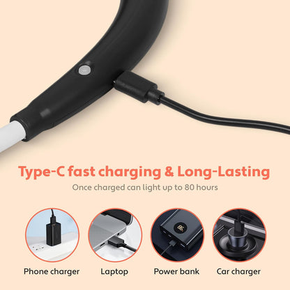 Neck Reading Light LED Brightness Rechargeable Bendable Book Lamp for Reader Lover in Bed Knitting Camping Repairing Gifts Orange