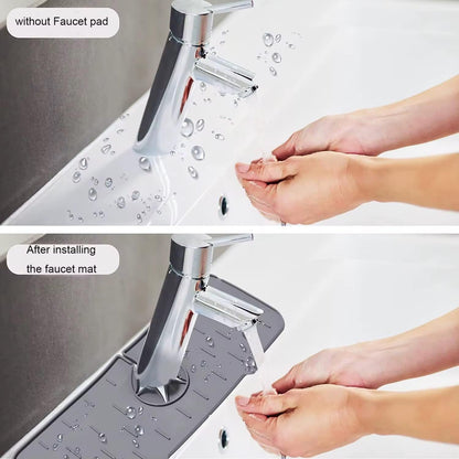 Silicone Sink Splash Guard for Faucet – Faucet Mat Drip Catcher, Kitchen Sink Water Guard, Behind Faucet Protector, Fast-Drying, Fits Most Sinks (14.5” x 5.5”, Dark Gray)