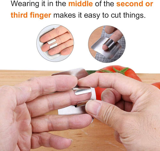 2 Pcs Finger Guard for Cutting aid, Kitchen Tool, Stainless Steel Knife Protector, Adjustable Hand Protect Fingers, Avoid Hurting, Slicing and Chopping, Silver