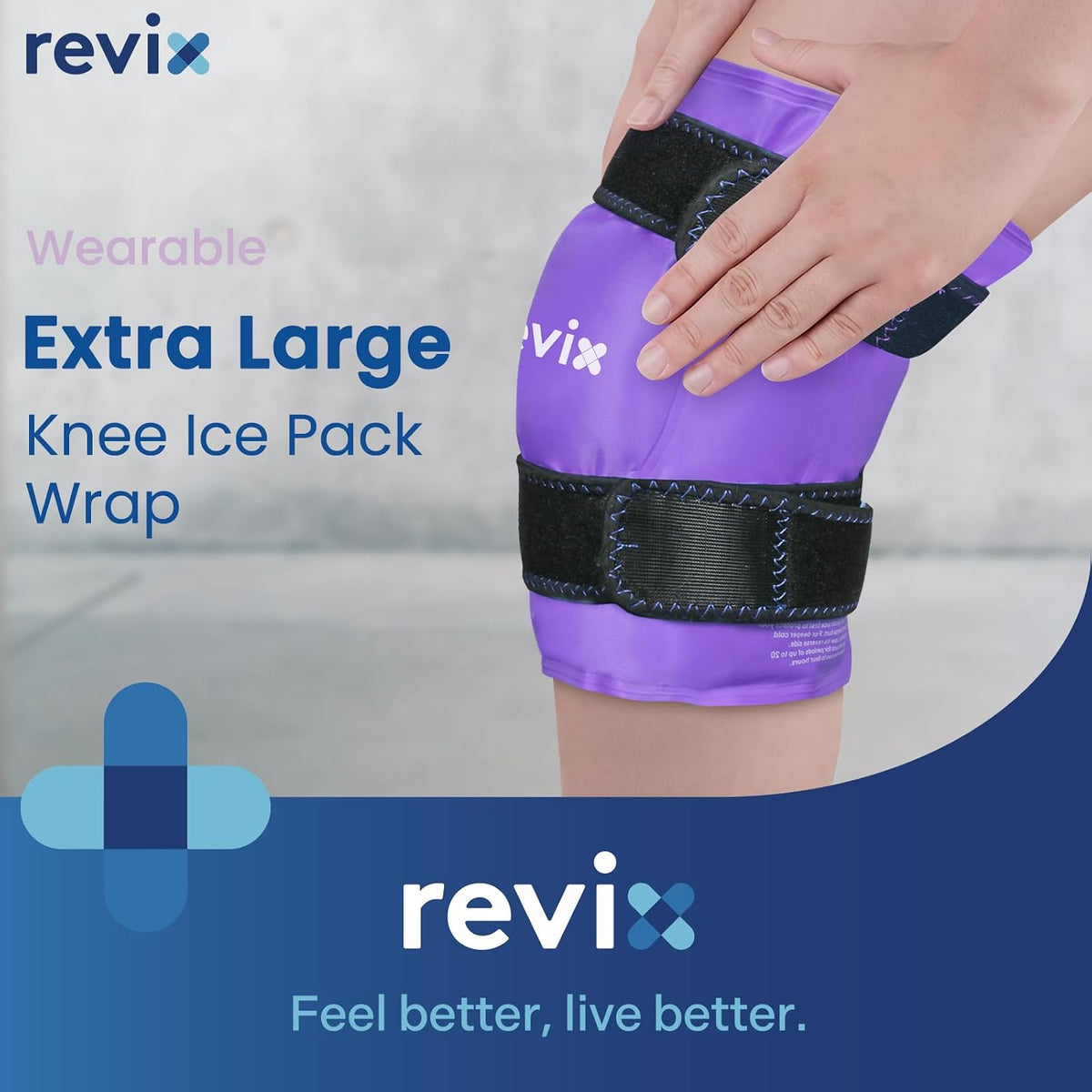 REVIX XL Knee Ice Wrap Around Entire Knee, Gel Ice Pack for Muscle Ache, Cold Pack to Reduce Discomfort and Promote Flexibility, Soft Plush Linings, Purple