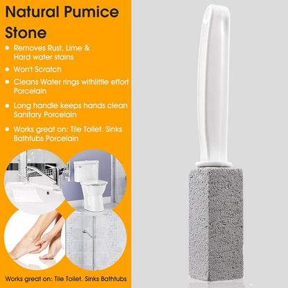 Kadden 2 Pack Pumice Stone Toilet Bowl Cleaner with Handle, Hard Water Ring Remover & Stain Scrubber for Bathroom, Pool, Sink and Tub, Ergonomic Heavy Duty Cleaning Tool