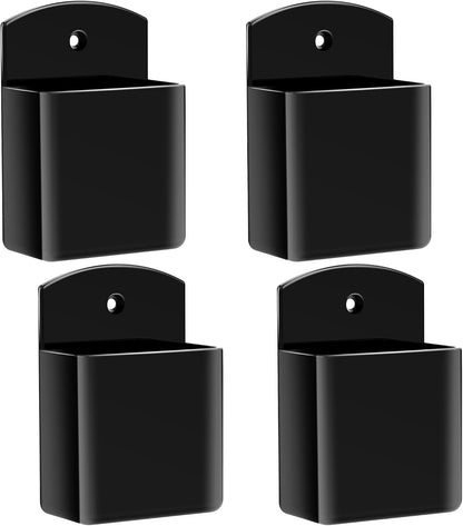 DRQ 2-Pack Remote Control Holder, Adhesive Wall-Mount Remote Holder, Black | TV controller organizer doubles as a wall pen holder for desk accessories and small-item storage at home, office, or school.