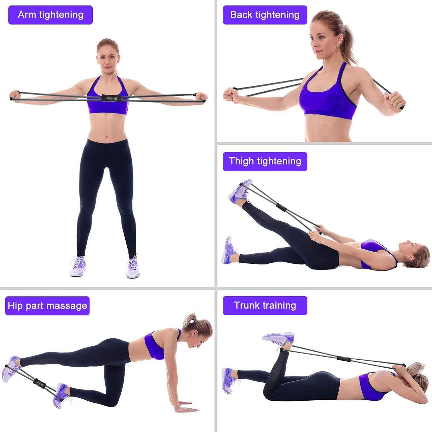 HPYGN Resistance Bands, Figure 8 Exercise Bands for Women Men, 8 Shaped Resistance Bands for Arms, Chest Expander, Yoga Gym Fitness Pulling Rope 8 Word Elastic for Exercise Muscle Training Tubing