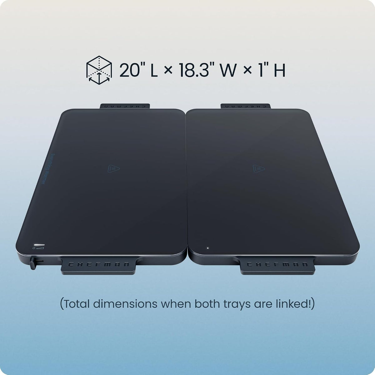 Chefman Everything Warmer Electric Warming Tray, 20” x 16” Modular Expanding Design, Graphene Full-Surface Heating, Food Warming Mat for Parties, Gatherings & Daily Use, Two Tempered Glass Panels