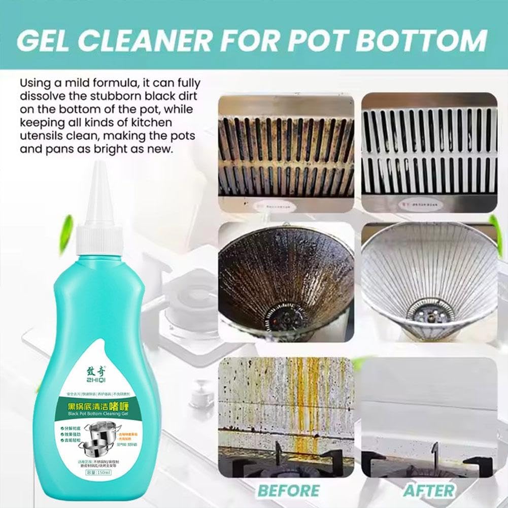 Magic Gel Cleaner for Pots and Pans,Black Pot Bottom Cleaning Gel,Pot Gel Cleaner for Burned Bottoms,Kitchen Rust Remover Polishing Cleaner,Cleaning Effortless for Burned Bottoms Stubborn Stains