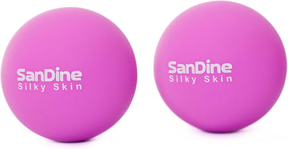 Lacrosse Massage Balls for Deep Tissue Massage - Release Tension Relieve Muscle Soreness Improve Flexibility - Ideal for Myofascial Release Trigger Point Therapy - 2Pack Yoga Balls by Sandine (Red)
