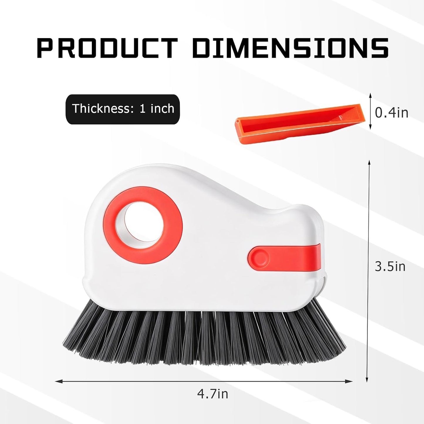2 in 1 Groove Cleaning Brush, Multifunctional Window Track Cleaner with Hidden Scraper, Hard Bristle Grip Brush Sliding Door Cleaning Tool for Vehicle Home Office (Gray)