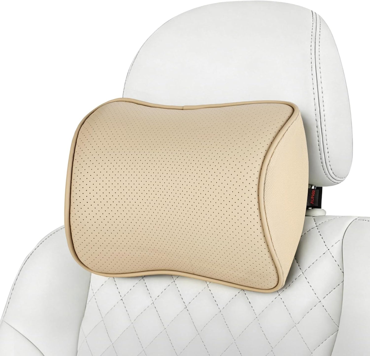 Aukee Car Headrest Pillow Memory Foam Car Neck Pillow with Adjustable Strap Soft Leather Headrest for Driving Home Office Black (1PC)