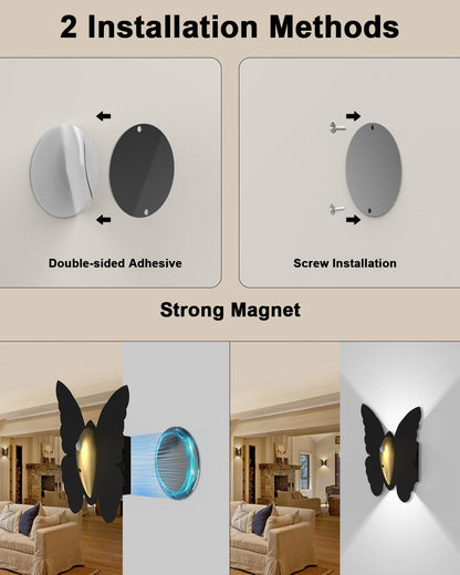 Eneru Motion Sensor Wall Sconce Set of 2, Rechargeable Wall Lights, Indoor