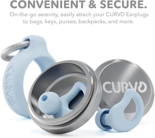 CURVD Ear Plugs for Sleeping, Noise Blocking Earplugs, 28dB SNR (Blue)