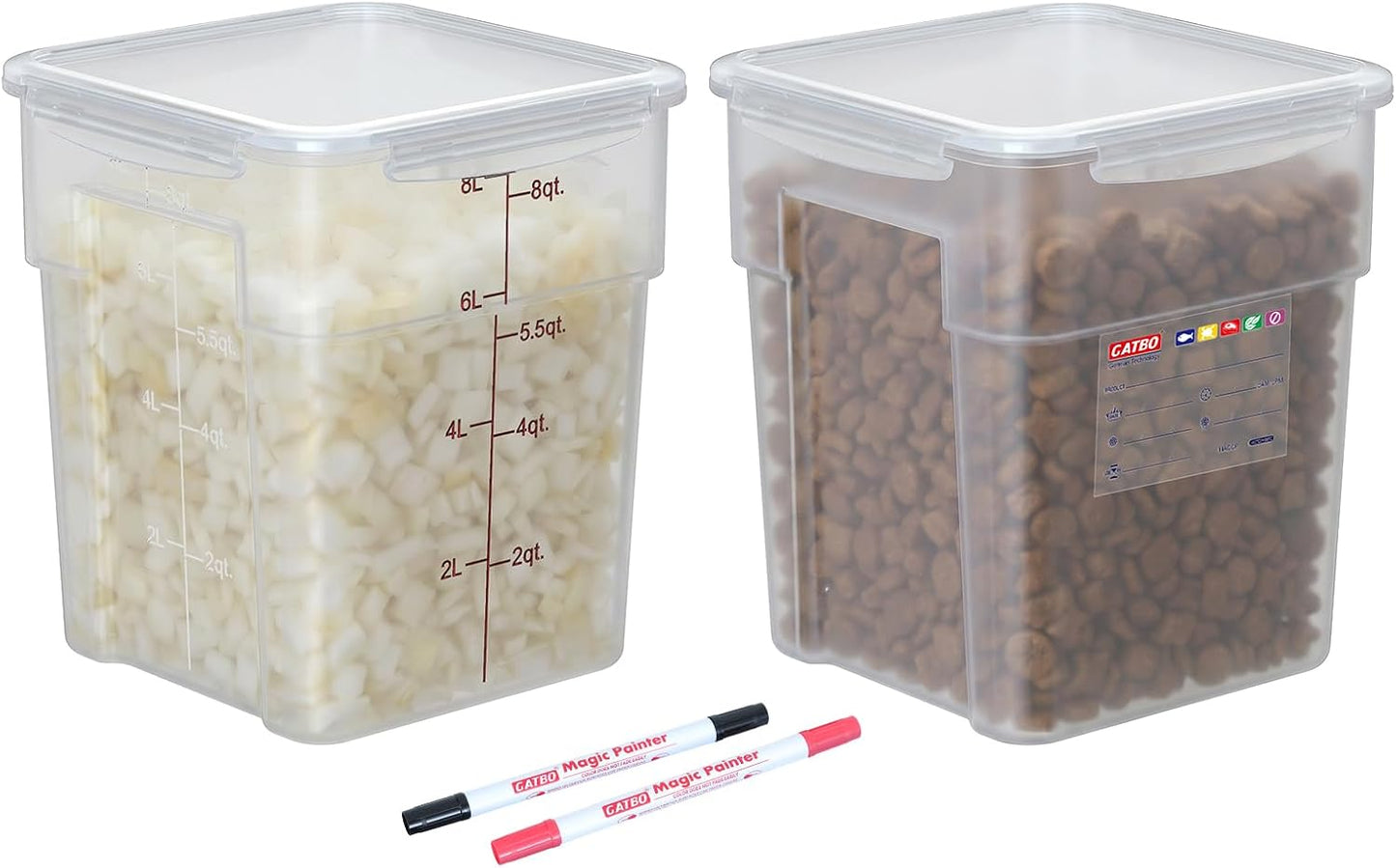 2 Pack 18 QT BPA-Free Translucent Polypropylene Airtight Food Storage Containers, Labeling Area, Stackable Bulk Storage for Flour, Rice, Sugar & Pet Food