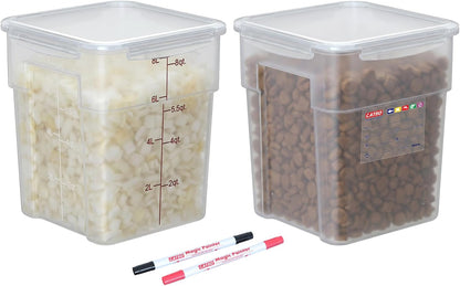 2 Pack 18 QT BPA-Free Translucent Polypropylene Airtight Food Storage Containers, Labeling Area, Stackable Bulk Storage for Flour, Rice, Sugar & Pet Food